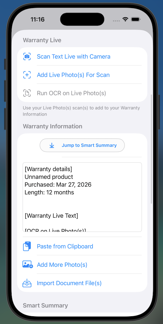 Receipt scanning screenshot